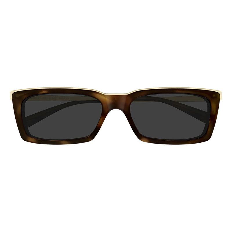 Saint Laurent Sunglasses Rectangle Full Rim, Havana/Gold Frame and Grey Lens SL766004