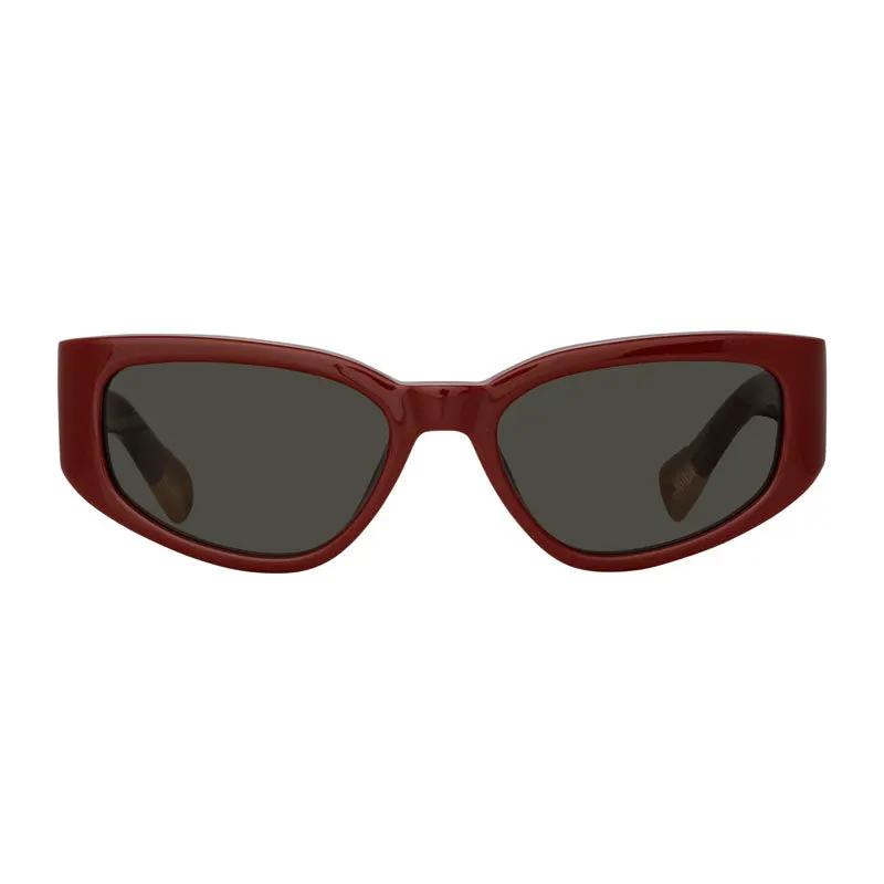 Jacquemus Sample Sale | Jacquemus Sunglasses Cat Eye Full Rim, Burgundy Frame And Grey Lens Jac/5C3 - Cat Eye Sunglasses | Designer outlet