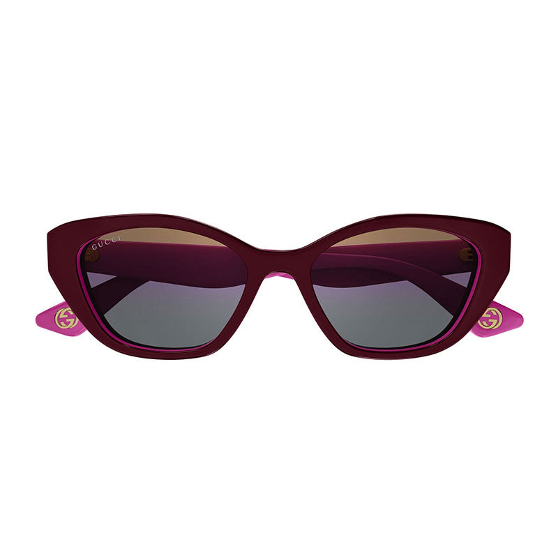 Gucci Sunglasses Cat Eye Full Rim, Burgundy Fuchsia Frame and Pink Gradient with Mirror Fucshia Lens GG1638S003