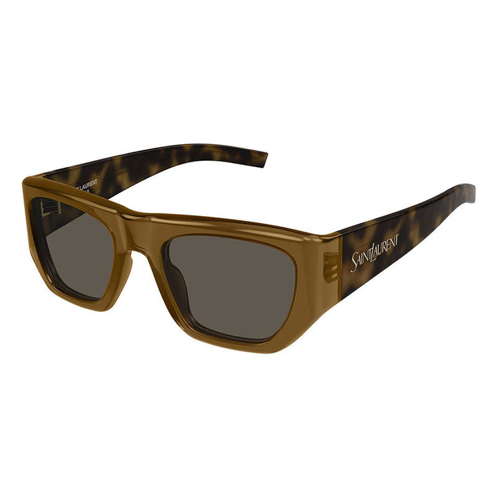 Saint Laurent Sunglasses Square Full Rim, Transparent Brown/Havana Frame and Brown Lens SL740002