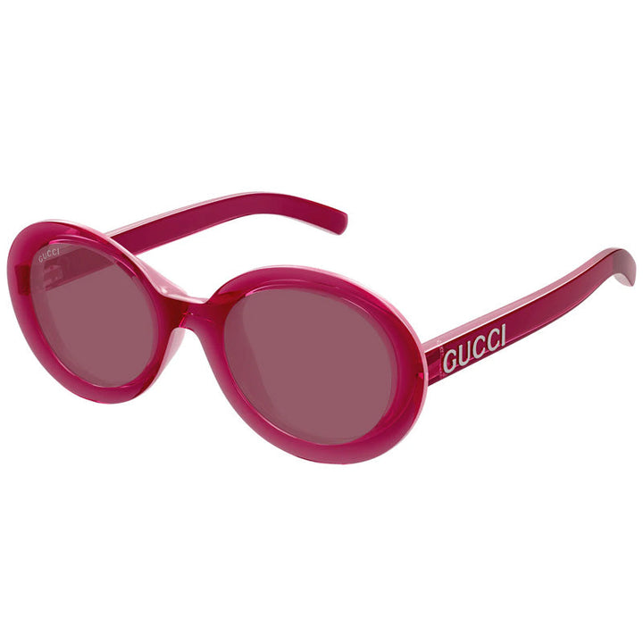 Gucci Sunglasses Round Full Rim, Shiny Transparent Dark Cyclamen Frame and Burgundy Lens GG1722SA004