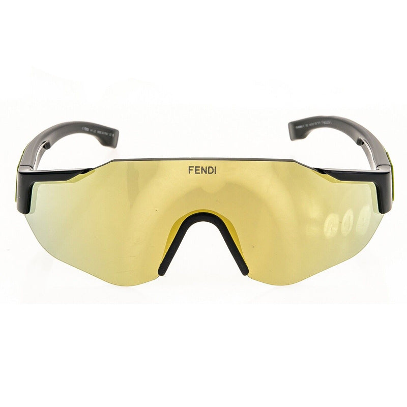 Fendi Shield Rimless, with a Shiny Black frame and Yellow Mirror lens.