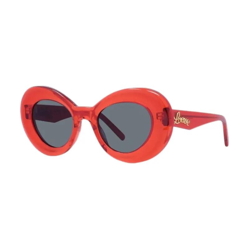 Loewe Sunglasses Butterfly Full Rim, Shiny Transparent Red Frame And Blue Lens Lw40112I66V