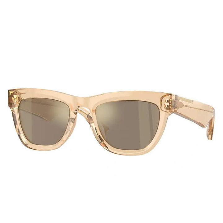 Burberry Sunglasses Square Full Rim, Transparent Brown Frame and Light Brown Mirror Gold Lens BE4415U40635A
