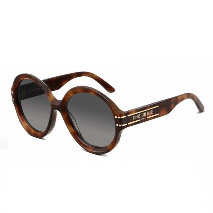Dior Sunglasses Round Full Rim, Dark Havana Frame and Blue Lens DIORSIGNATURER1U20B0