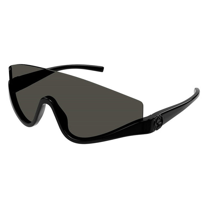 Gucci Shield Semi Rim, with a Shiny Black frame and Grey lens.