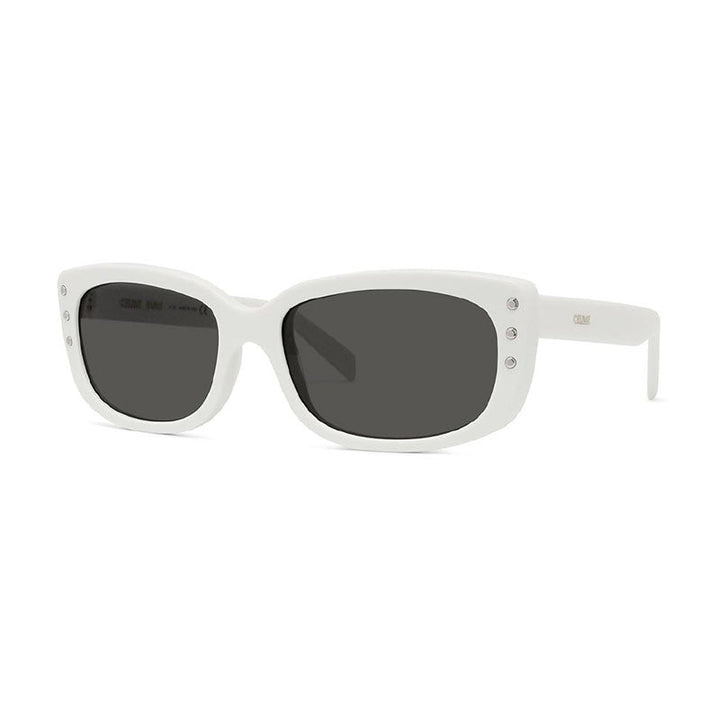 Celine Sunglasses Oval Full Rim, White Frame and Grey Lens CL40072I25N