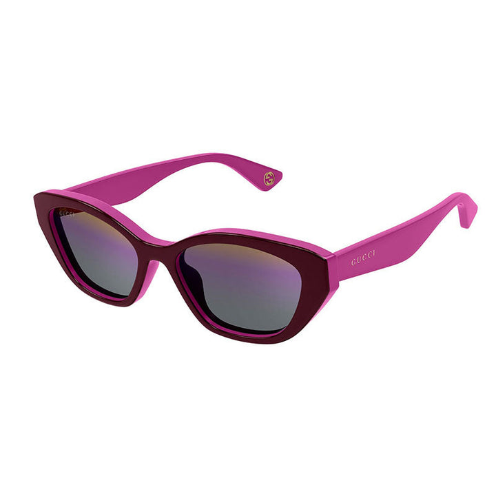 Gucci Sunglasses Cat Eye Full Rim, Burgundy Fuchsia Frame and Pink Gradient with Mirror Fucshia Lens GG1638S003
