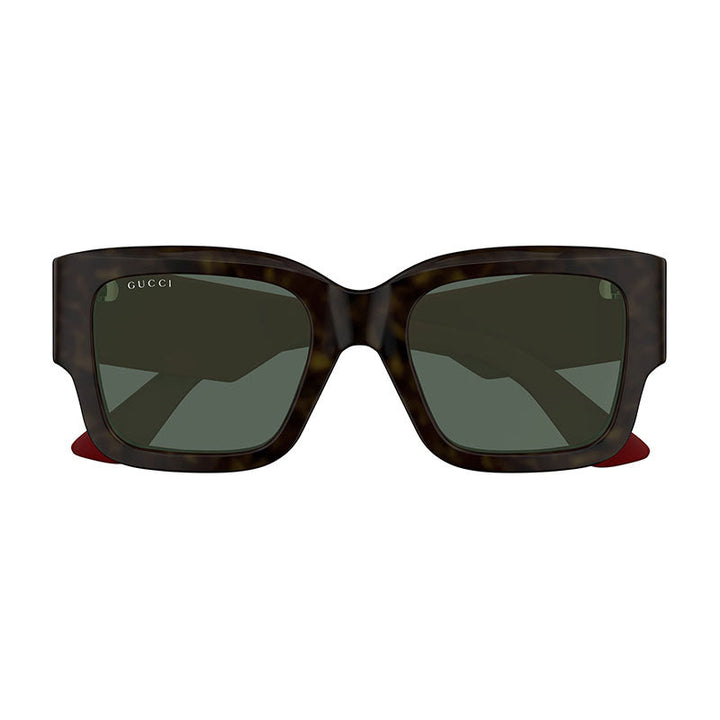 Gucci Sunglasses Square Full Rim, Havana/Red Frame and Green Lens GG1663S002
