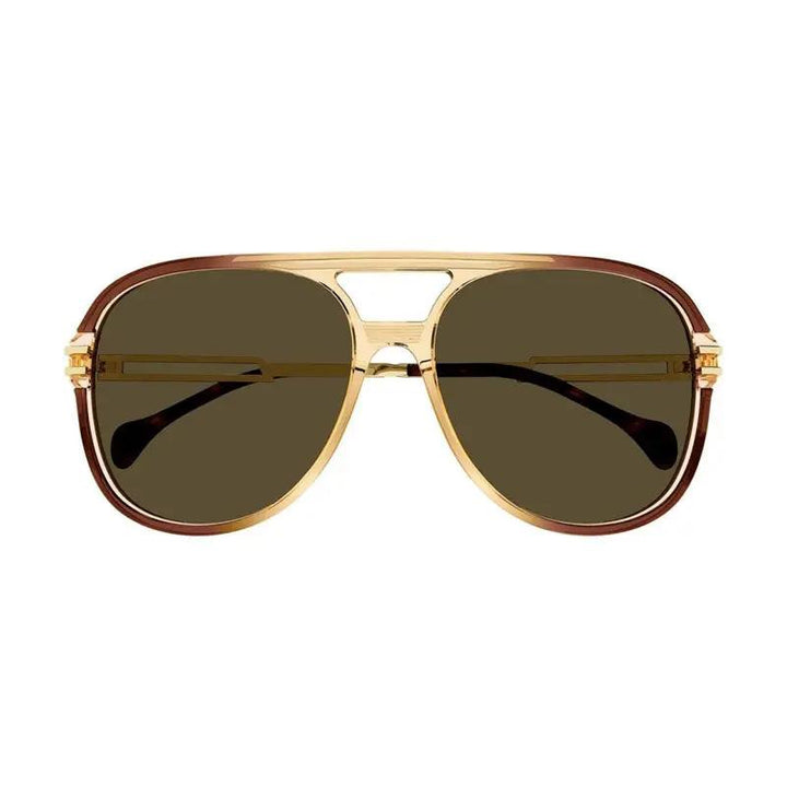 Gucci Sunglasses Aviator Full Rim, Transparent Brown Frame and Brown Lens