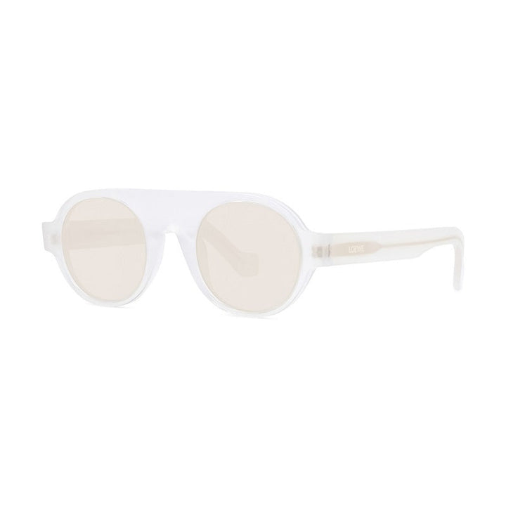 Loewe Round Full Rim, with a Translucent White frame and Brown lens.