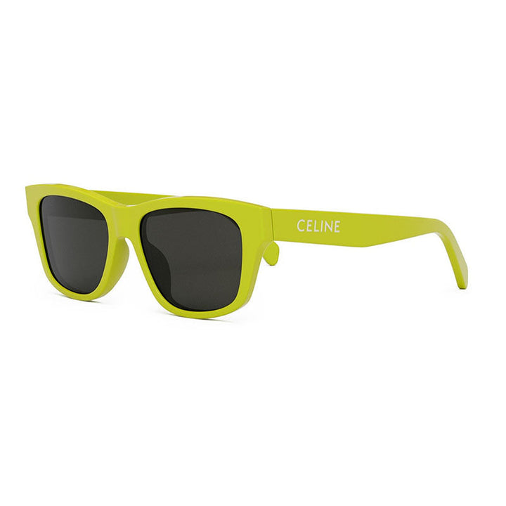 Celine Square Full Rim, with a Neon Yellow frame and Smoke lens.