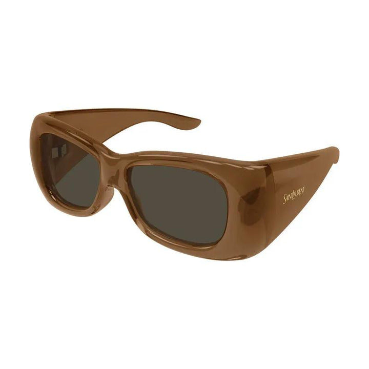 Saint Laurent Sunglasses Square Full Rim, Shiny Brown Frame And Brown Lens