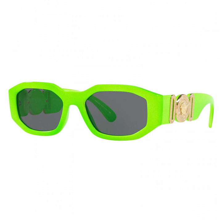 Versace Oval Full Rim, with a Green Fluo frame and Dark Grey lens.