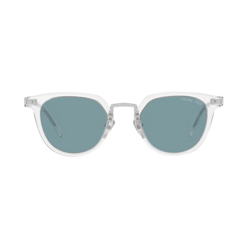 Prada Sunglasses Round Full Rim, Crystal Frame and Green Polarized Lens PR17YS2AZ04D