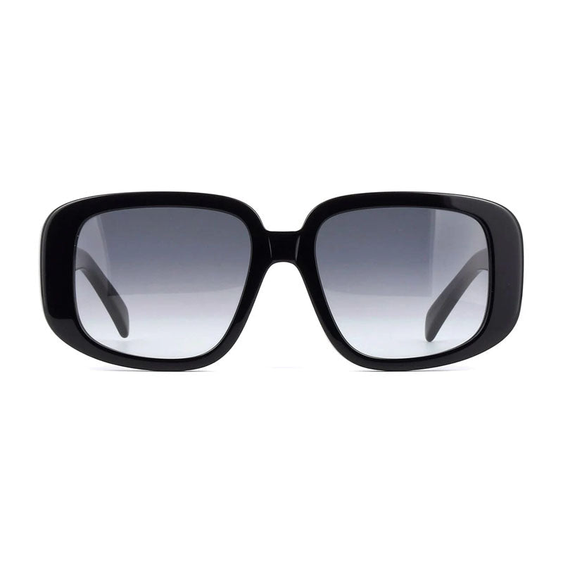 Celine Sunglasses Square Full Rim, Shiny Black Frame and Smoke Gradient Lens CL40299U01B