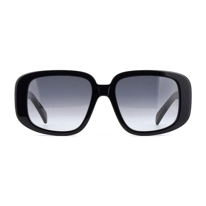 Celine Sunglasses Square Full Rim, Shiny Black Frame and Smoke Gradient Lens CL40299U01B