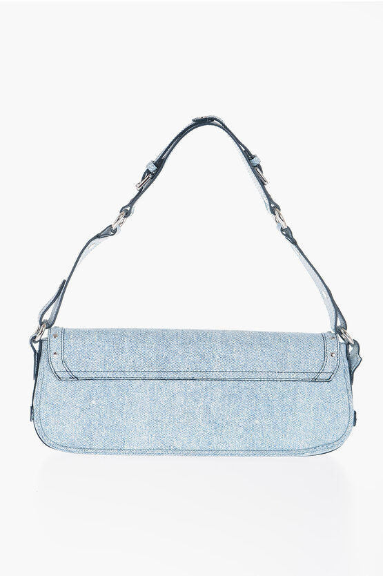 By Far Denim-Effect Leather MADDY Shoulder Bag with Studs