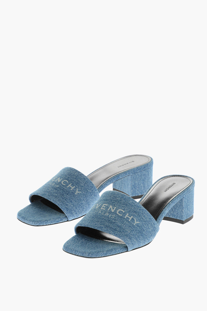 Givenchy Denim Sandals with Jacquard Logo 4cm