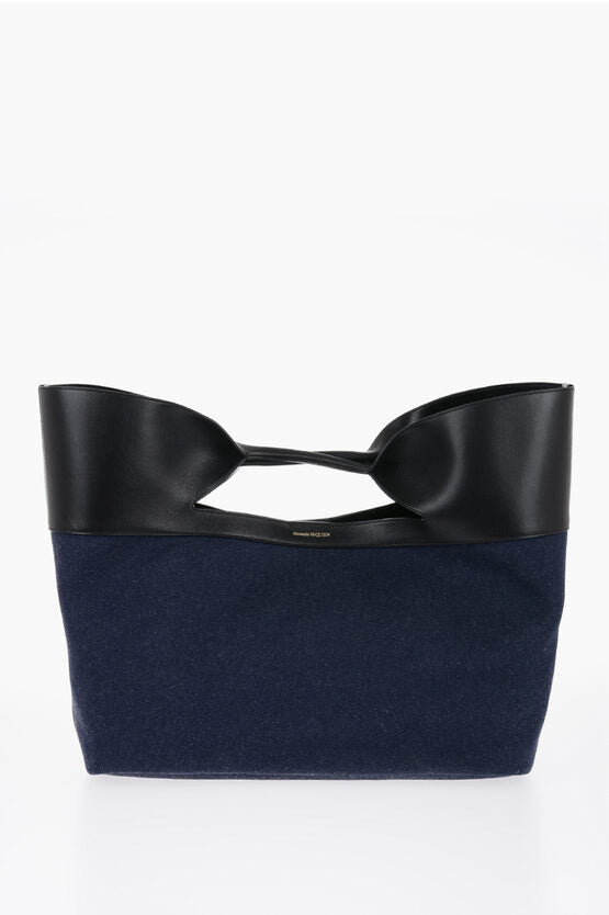 Alexander McQueen Denim THE BOW Maxi Tote Bag with Clutch