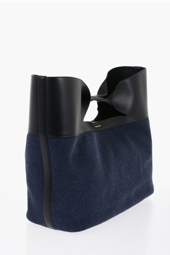 Alexander McQueen Denim THE BOW Maxi Tote Bag with Clutch