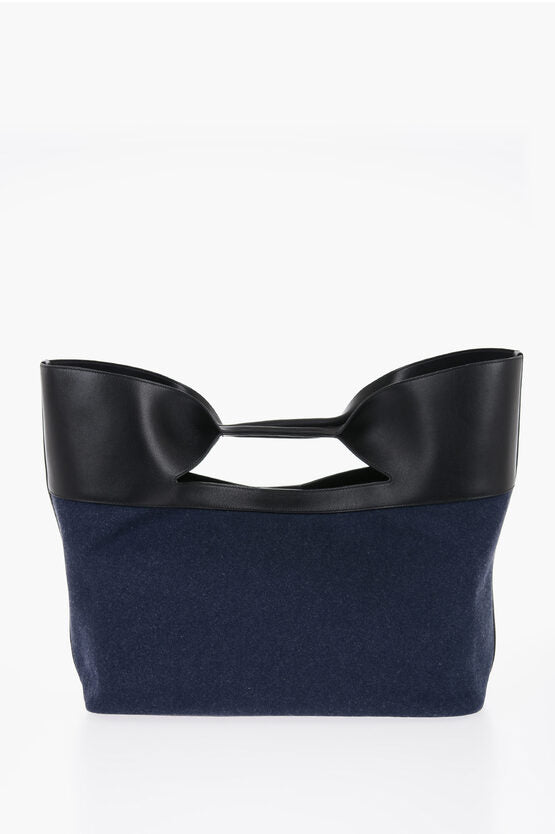 Alexander McQueen Denim THE BOW Maxi Tote Bag with Clutch