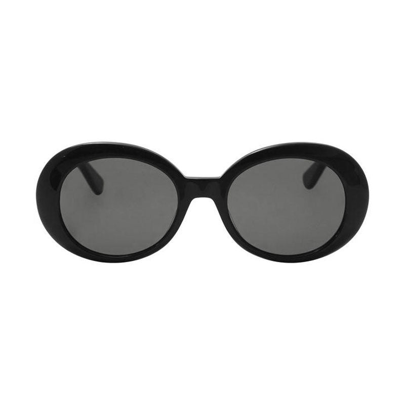 Saint Laurent Sunglasses Oval Full Rim, Shiny Black Frame and Grey Lens SL98CALIFORNIA002
