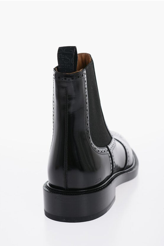 Shoes - Dior Brushed Leather EVIDENCE Chelsea Boots With Brogues Details - 3616255321400 - Ask Me Wear