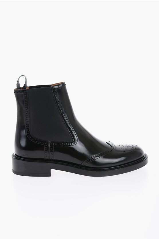 Shoes - Dior Brushed Leather EVIDENCE Chelsea Boots With Brogues Details - 3616255321400 - Ask Me Wear