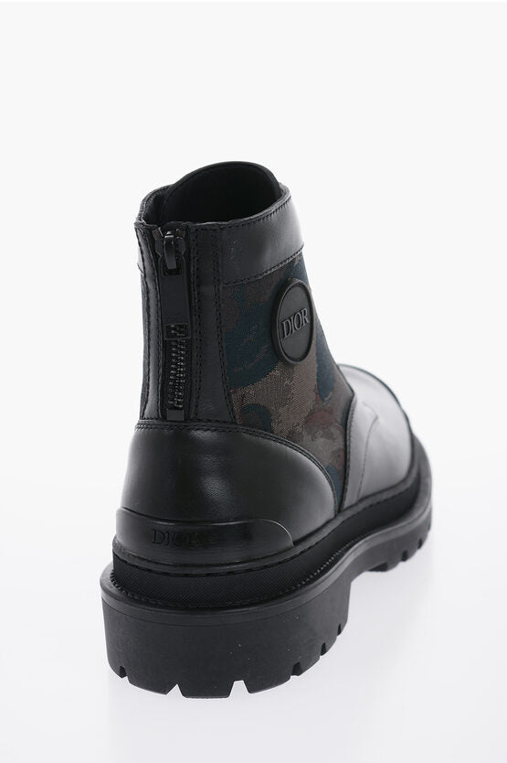 Shoes - Dior Leather And Fabric Camo Combat Boots - 3616255337654 - Ask Me Wear