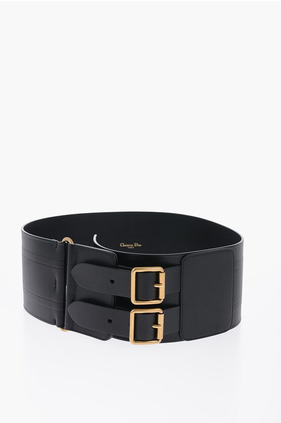 Accessories - Belts - Dior Maxi Leather Waist Belt with Double Golden Buckle 100mm 85 Belts - 3616253883115 - Ask Me Wear