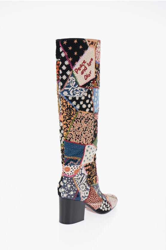 Shoes - Dior Patchwirk Effect Embroidery DIORAGE Knee - High Boots Heel 7 c - 3614498953990 - Ask Me Wear