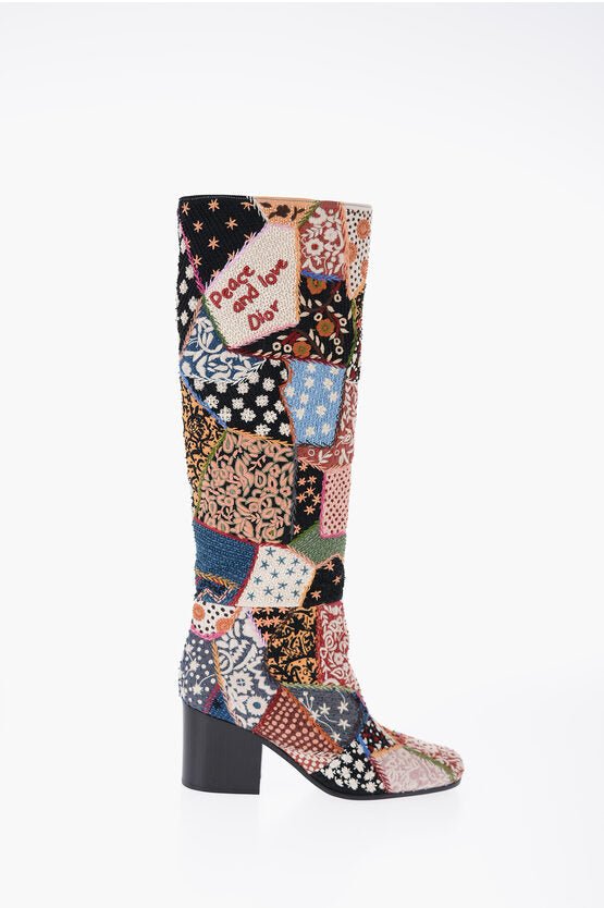 Shoes - Dior Patchwirk Effect Embroidery DIORAGE Knee - High Boots Heel 7 c - 3614498953990 - Ask Me Wear