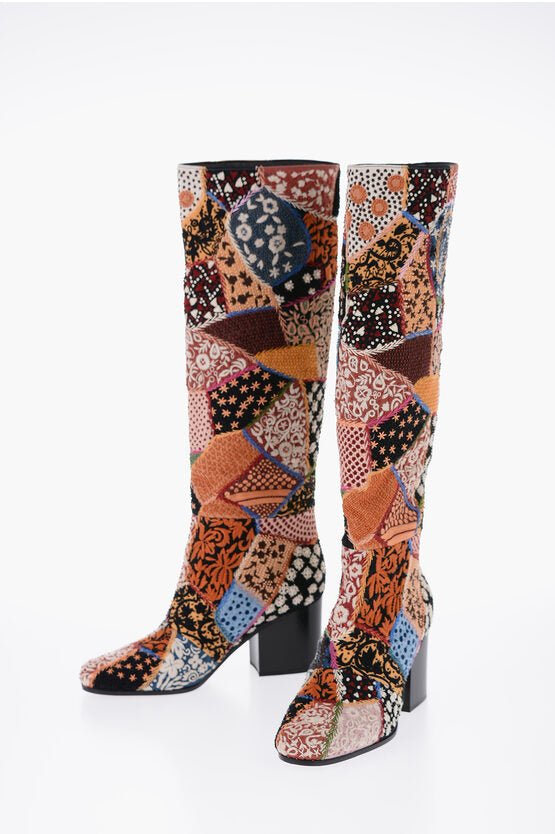 Shoes - Dior Patchwirk Effect Embroidery DIORAGE Knee - High Boots Heel 7 c - 3614498953990 - Ask Me Wear