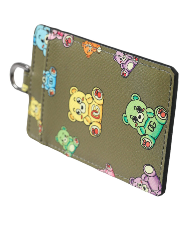  - Dolce & Gabbana Army Green Teddy Bear Leather Women Card Holder Wallet - BAG1497 - Ask Me Wear