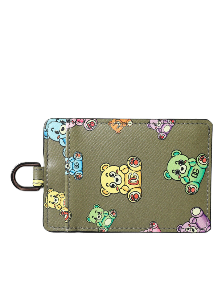  - Dolce & Gabbana Army Green Teddy Bear Leather Women Card Holder Wallet - BAG1497 - Ask Me Wear