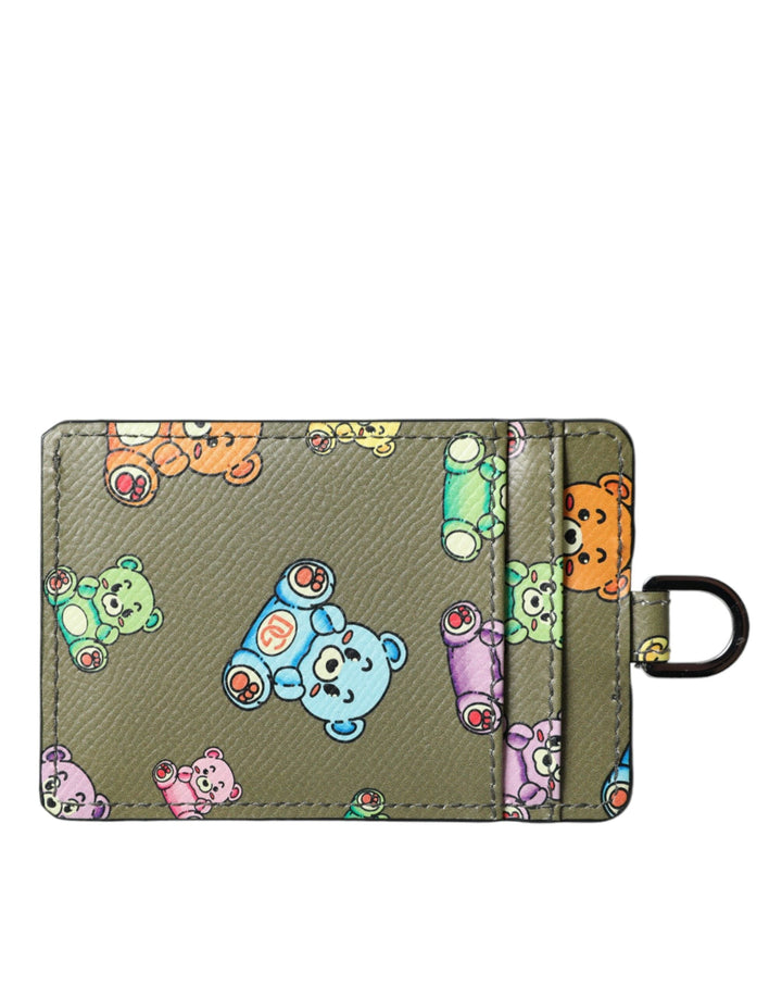  - Dolce & Gabbana Army Green Teddy Bear Leather Women Card Holder Wallet - BAG1497 - Ask Me Wear