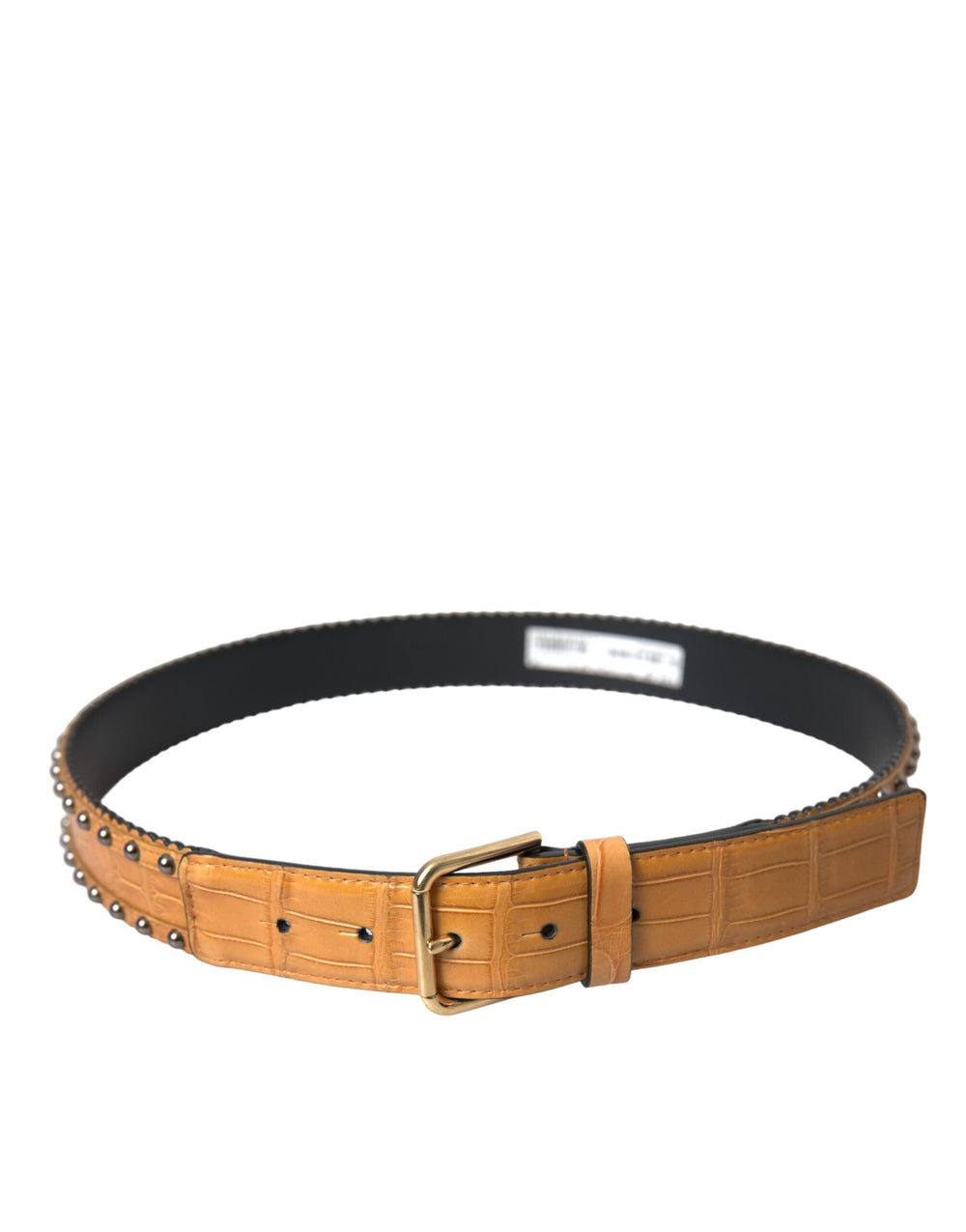  - Dolce & Gabbana Beige Alligator Leather Studded Metal Buckle Belt - BEL9219 - 85 - Ask Me Wear