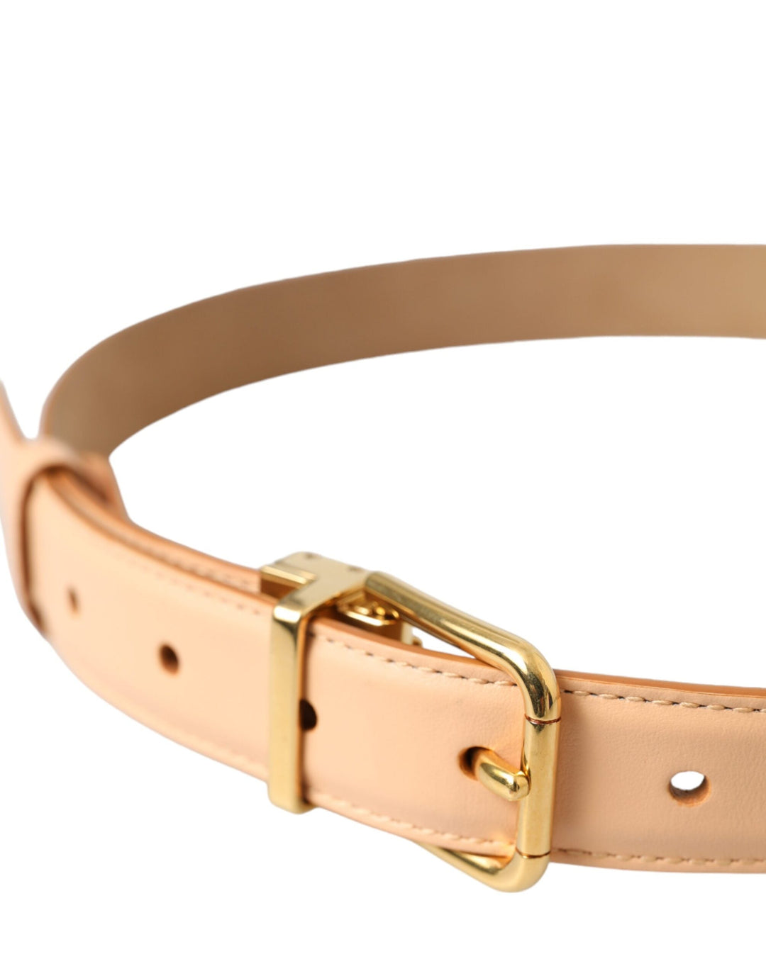  - Dolce & Gabbana Beige Calfskin Leather Gold Metal Buckle Belt - WMB402 - 75 - Ask Me Wear