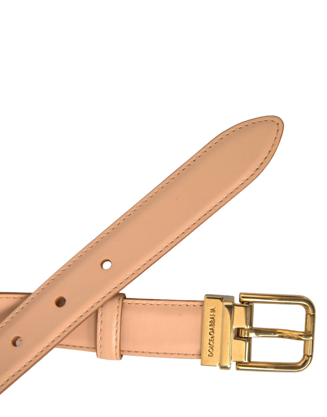  - Dolce & Gabbana Beige Calfskin Leather Gold Metal Buckle Belt - WMB402 - 75 - Ask Me Wear