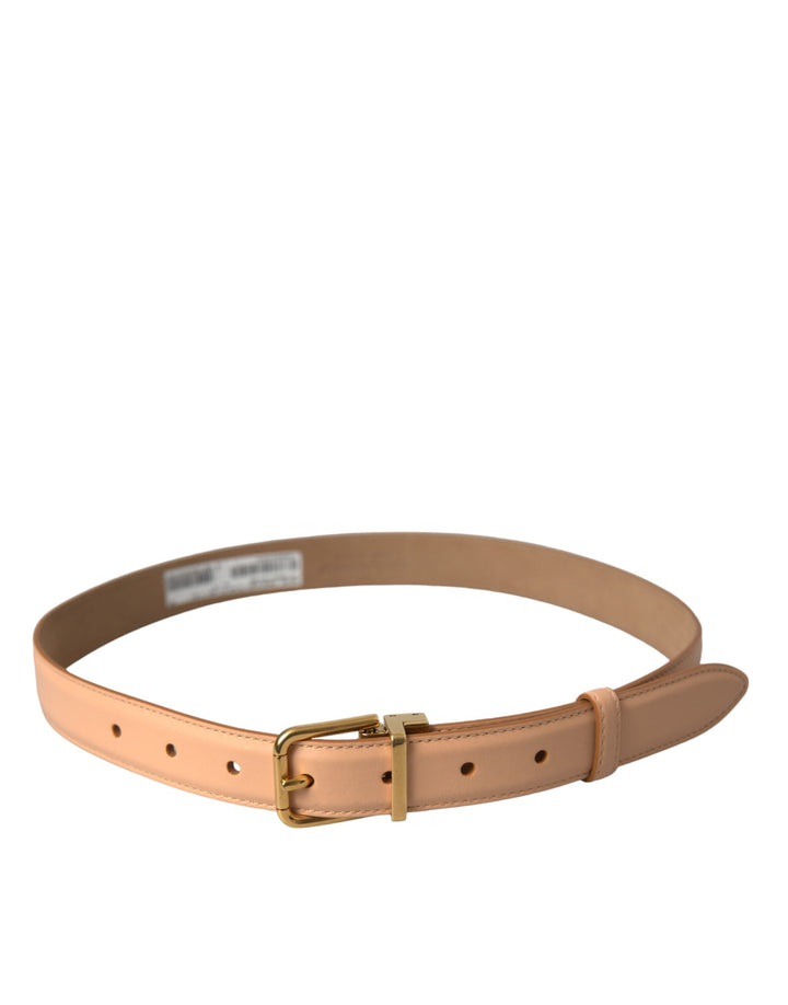  - Dolce & Gabbana Beige Calfskin Leather Gold Metal Buckle Belt - WMB402 - 75 - Ask Me Wear