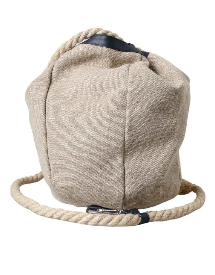  - Dolce & Gabbana Beige Canvas Fabric Bucket Sack Pouch Purse Bag - BAG1465 - Ask Me Wear