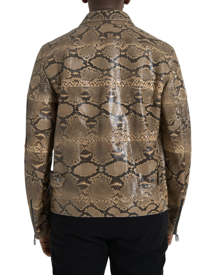  - Dolce & Gabbana Beige Exotic Leather Biker Blouson Jacket - JKT4055 - 52 - Ask Me Wear