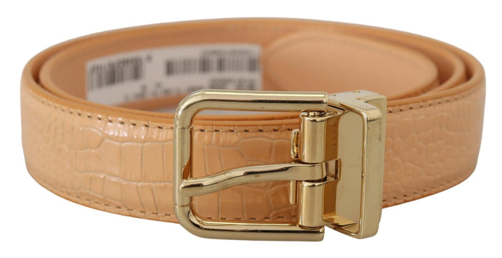  - Dolce & Gabbana Beige Exotic Leather Gold Metal Buckle Belt - WMB313 - 75 - Ask Me Wear