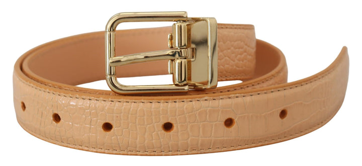  - Dolce & Gabbana Beige Exotic Leather Gold Metal Buckle Belt - WMB313 - 75 - Ask Me Wear