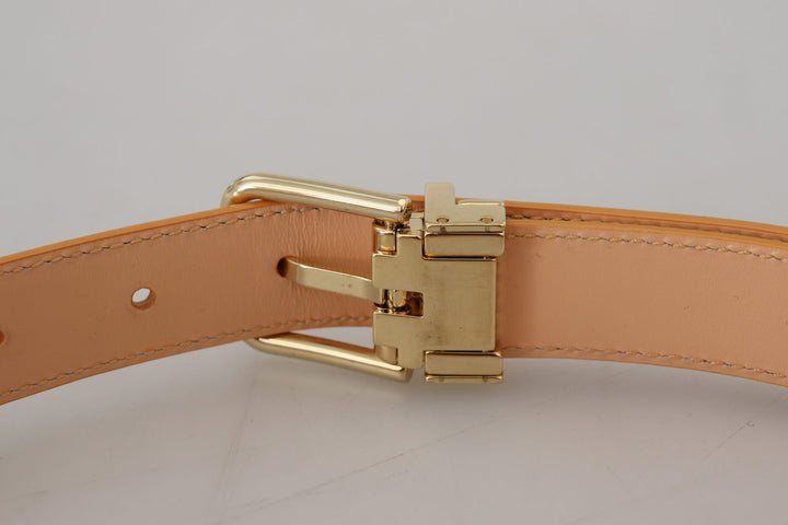  - Dolce & Gabbana Beige Exotic Leather Gold Metal Buckle Belt - WMB313 - 75 - Ask Me Wear