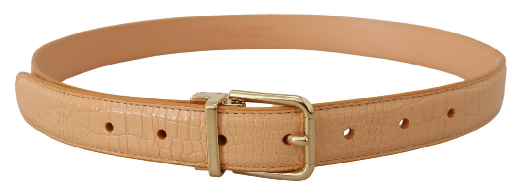  - Dolce & Gabbana Beige Exotic Leather Gold Metal Buckle Belt - WMB313 - 75 - Ask Me Wear