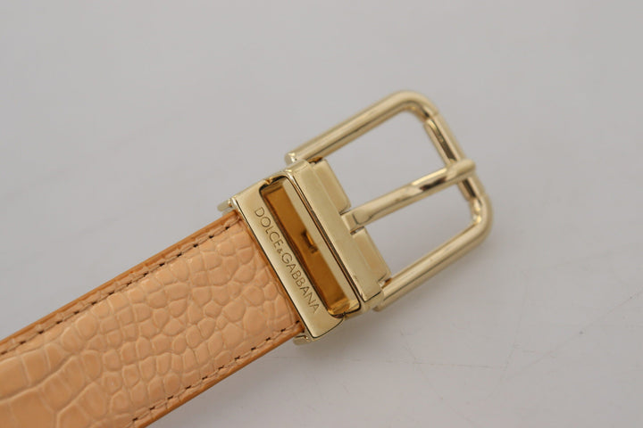  - Dolce & Gabbana Beige Exotic Leather Gold Metal Buckle Belt - WMB313 - 75 - Ask Me Wear