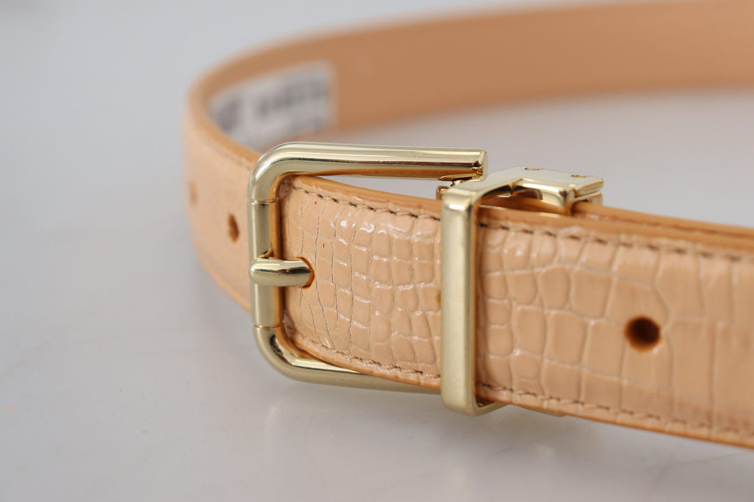  - Dolce & Gabbana Beige Exotic Leather Gold Metal Buckle Belt - WMB313 - 75 - Ask Me Wear