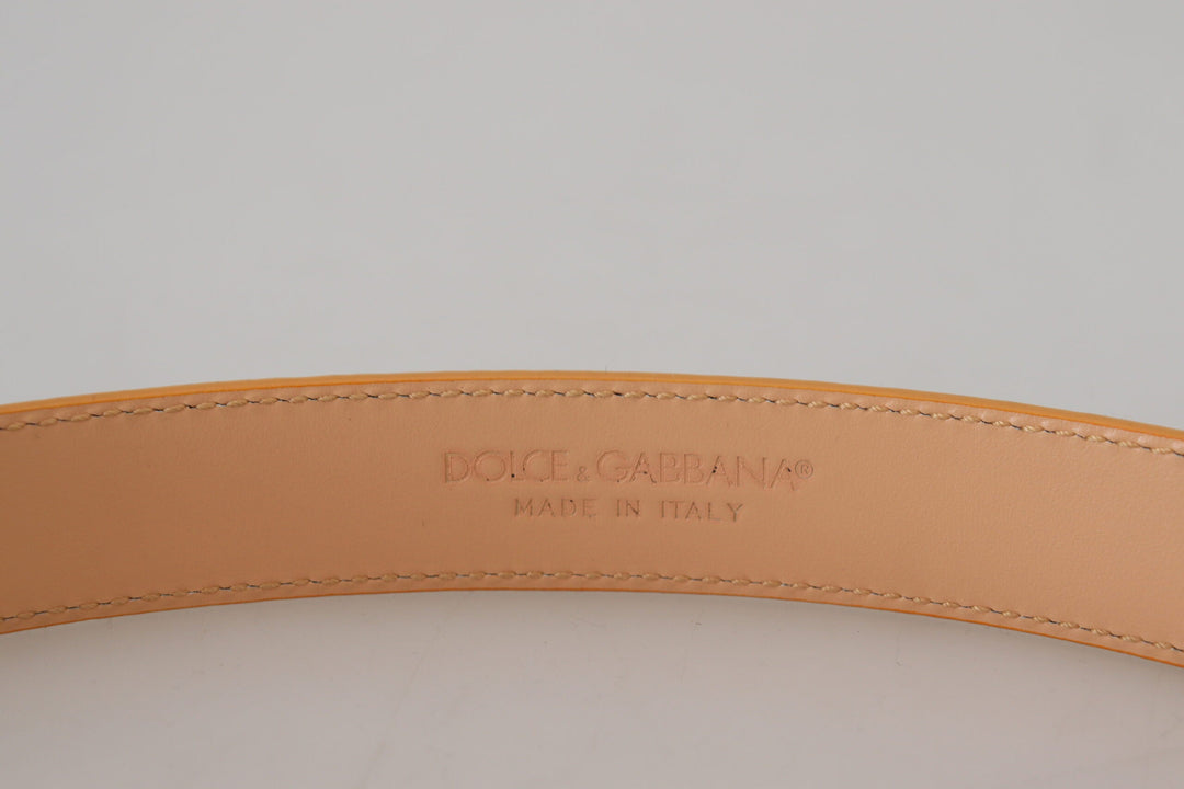  - Dolce & Gabbana Beige Exotic Leather Gold Metal Buckle Belt - WMB313 - 75 - Ask Me Wear